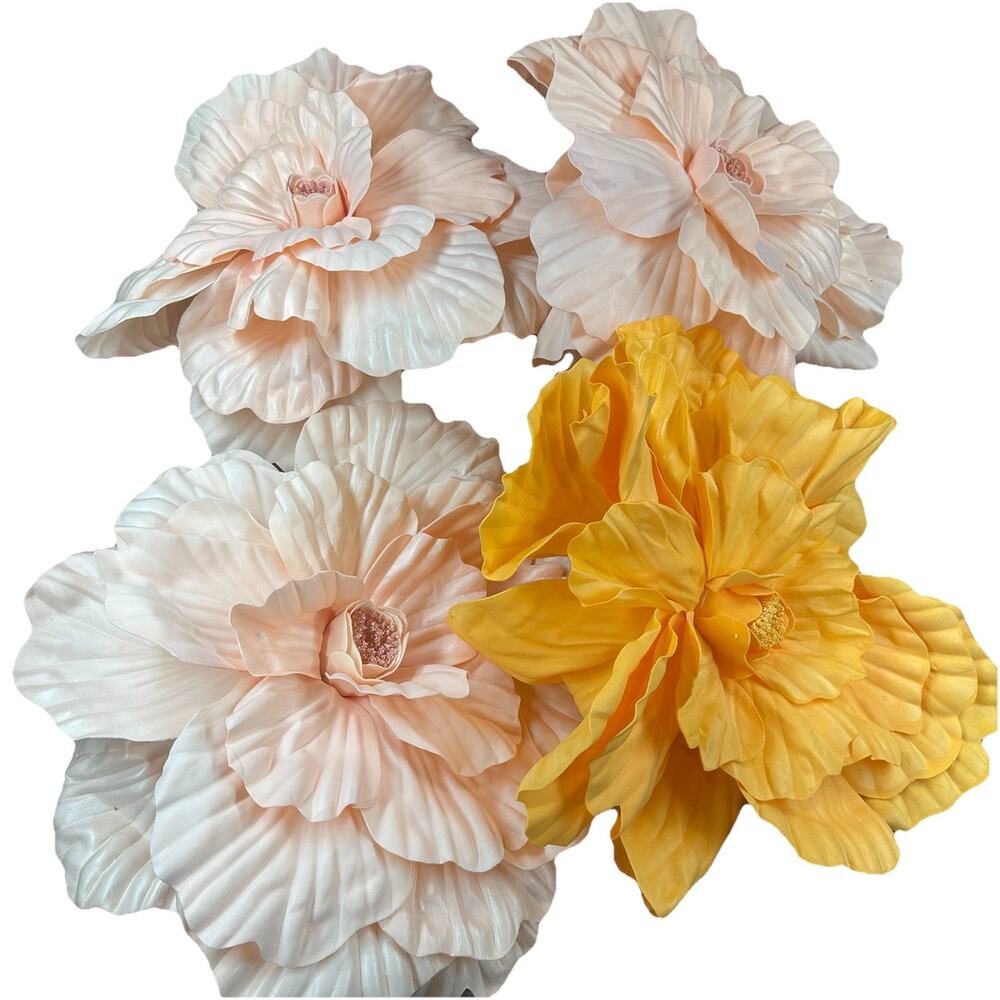 4 Giant 20” Artificial Foam Flowers Peach Orange Wedding Backdrop Decor - Picture 1 of 5